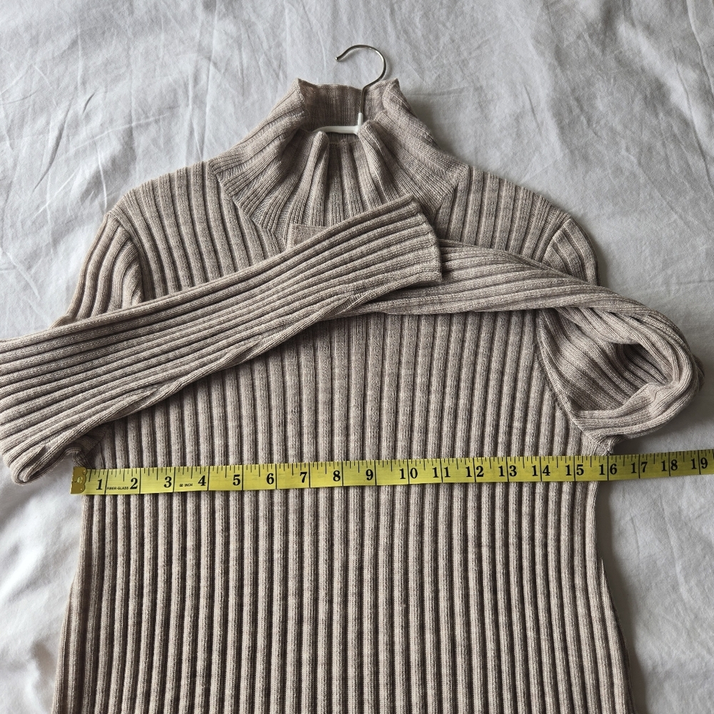 Ribbed Mock Neck Knit Dress - Taupe - Picture 7 of 9